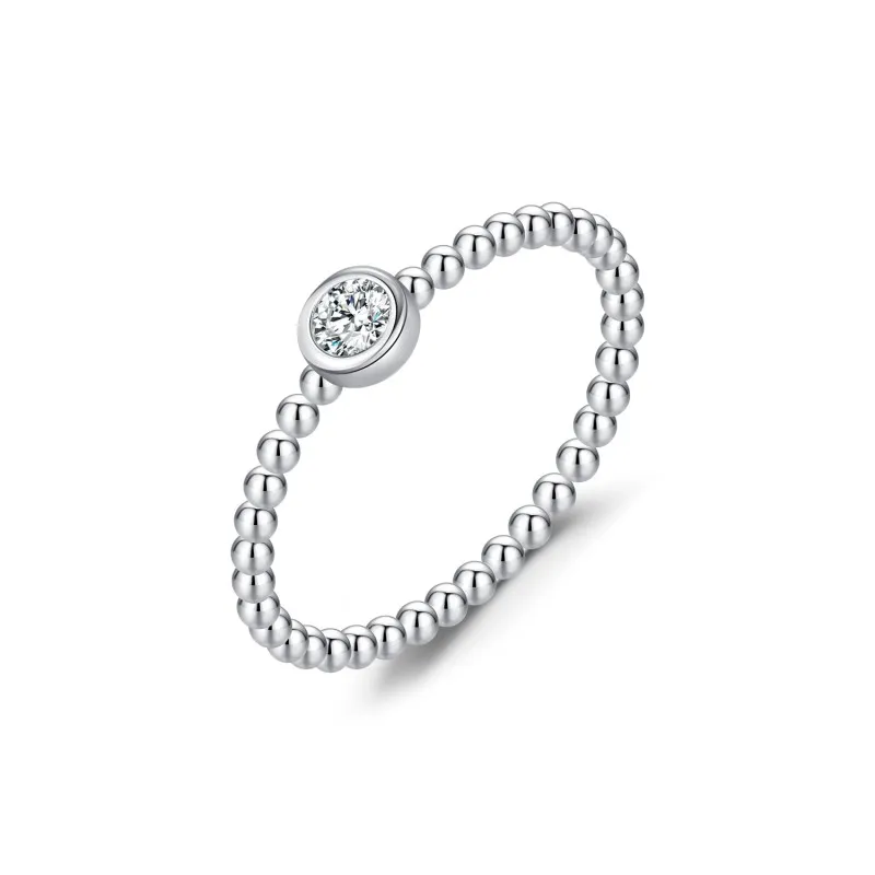 925 Sterling Silver Beads Moissanite Band Ring 110200021