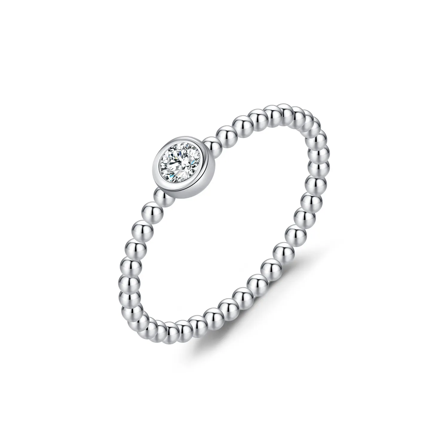 925 Sterling Silver Beads Moissanite Band Ring 110200021