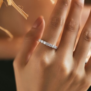 S925 Geometric Lines Moissanite Band Ring 110200024