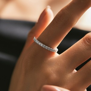 S925 Geometric Lines Moissanite Band Ring 110200024