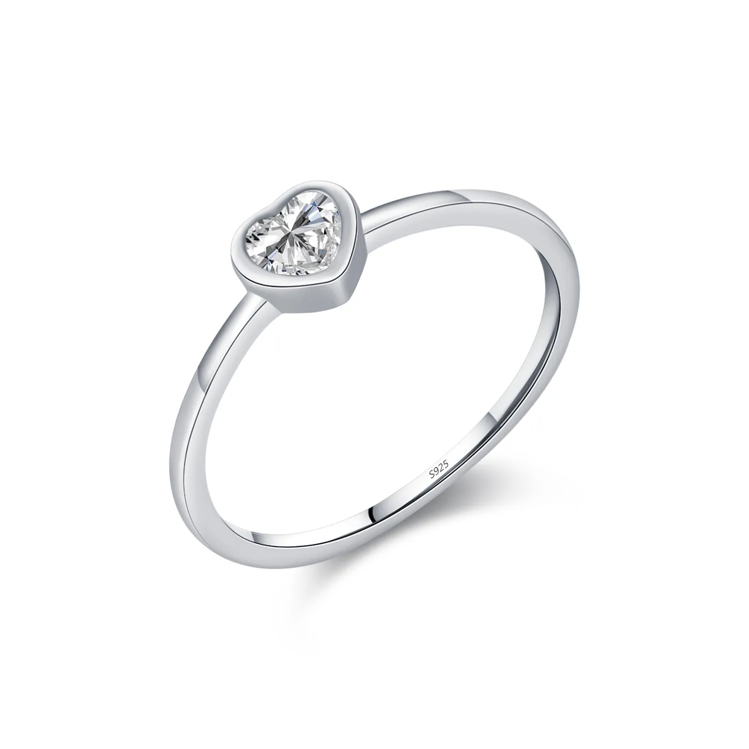 925 Sterling Silver Moissanite Heart Ring 110200029