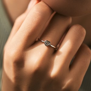 925 Sterling Silver Moissanite Heart Ring 110200029