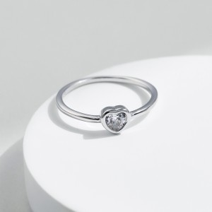 925 Sterling Silver Moissanite Heart Ring 110200029