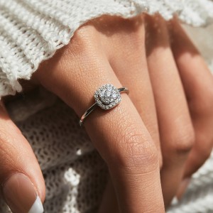 S925 Classical Moissanite Wedding Halo Ring 110200030