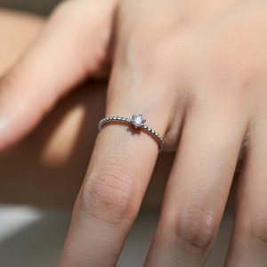 925 Sterling Silver Beads Moissanite Band Ring 110200033