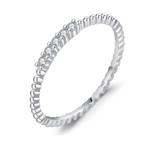 925 Sterling Silver Beads Moissanite Band Ring 110200034