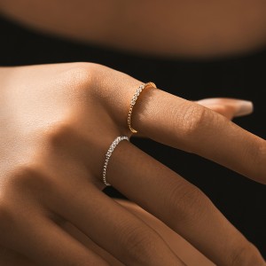 925 Sterling Silver Beads Moissanite Band Ring 110200034