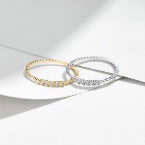 925 Sterling Silver Beads Moissanite Band Ring 110200034