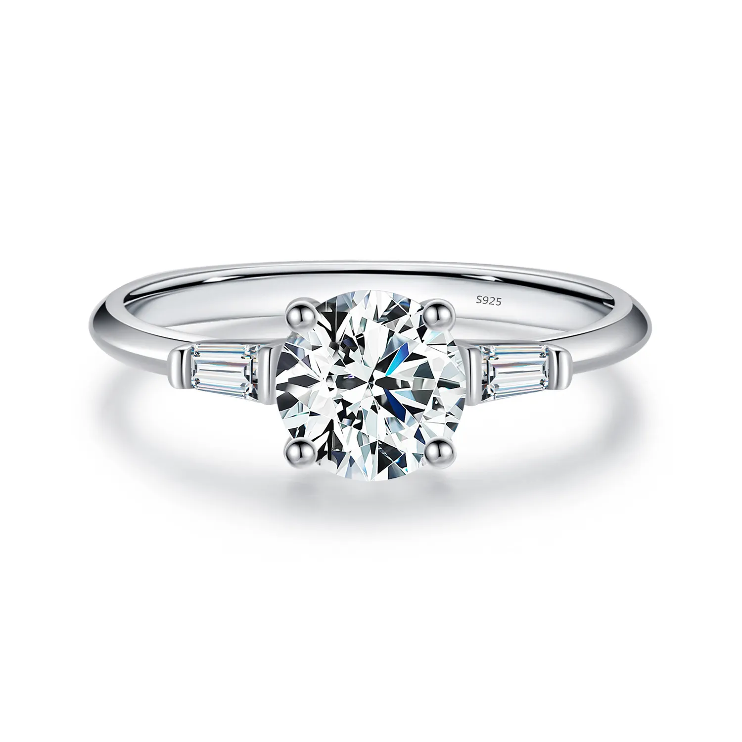S925 Round Moissanite Solitaire Ring 110200035