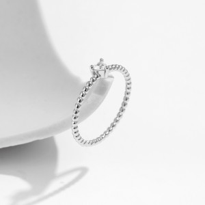 925 Sterling Silver Heart Moissanite Band Ring 110200037