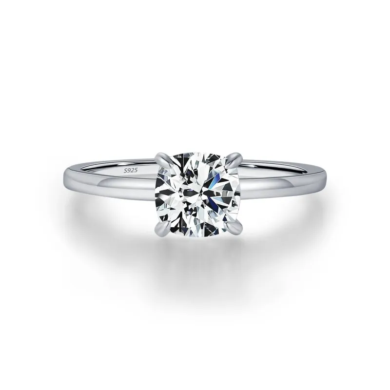 S925 Round Moissanite Engagement Ring 110200039