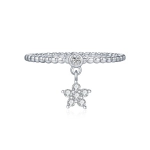925 Sterling Silver Moissanite Star Pendant Ring 110200040
