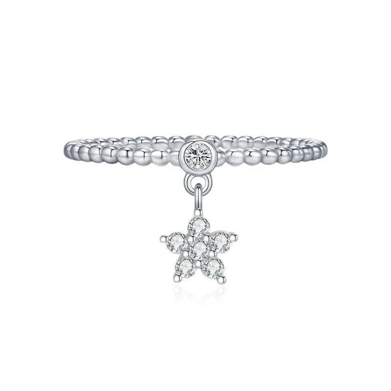 925 Sterling Silver Moissanite Star Pendant Ring 110200040