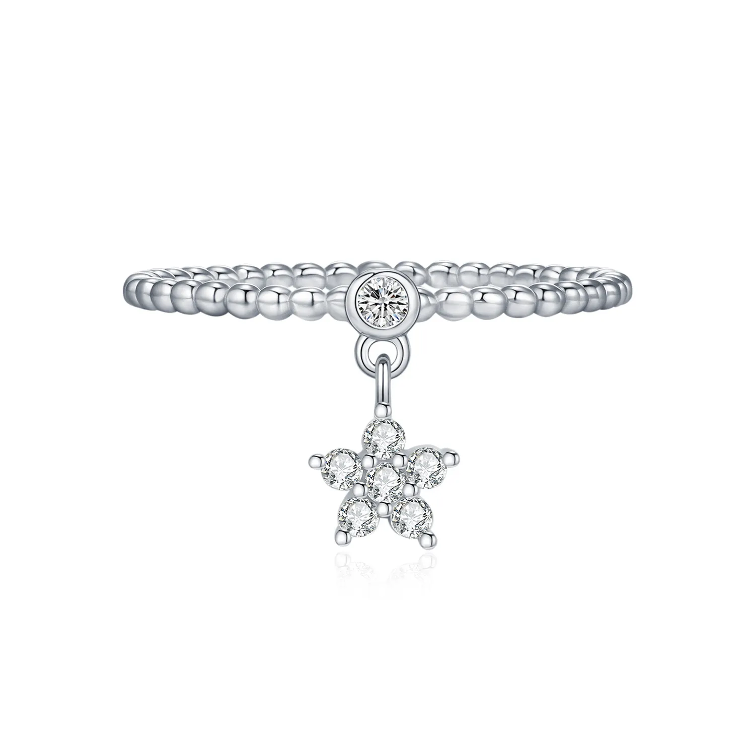 925 Sterling Silver Moissanite Star Pendant Ring 110200040