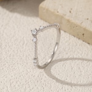 925 Sterling Silver V-Shaped Moissanite Ring 110200043