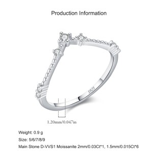 925 Sterling Silver V-Shaped Moissanite Ring 110200043