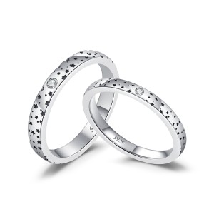 925 Sterling Silver Vintage Starry Moissanite Couple Rings 110200044