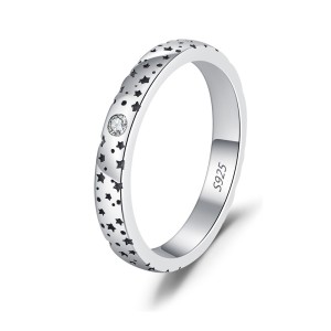 925 Sterling Silver Vintage Starry Moissanite Couple Rings 110200044