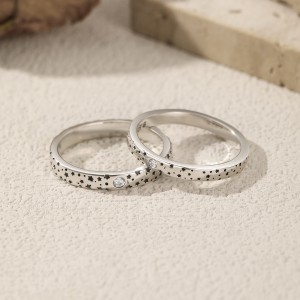 925 Sterling Silver Vintage Starry Moissanite Couple Rings 110200044
