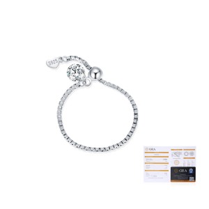 925 Sterling Silver 0.5ct Moissanite Adjustable Soft Chain Ring 110200046