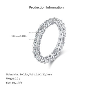 925 Sterling Silver Full Eternity Moissanite Band Ring 110200047 925 Sterling Silver Full Eternity Moissanite Band Ring 110200047