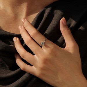 925 Sterling Silver Emerald Cut Moissanite Solitaire Ring 110200048 925 Sterling Silver Emerald Cut Moissanite Solitaire Ring 110200048