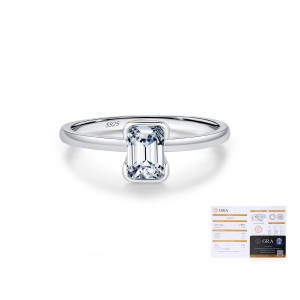 925 Sterling Silver Emerald Cut Moissanite Solitaire Ring 110200048 925 Sterling Silver Emerald Cut Moissanite Solitaire Ring 110200048