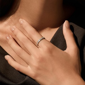 925 Sterling Silver Channel Set Baguette Moissanite Ring 110200052