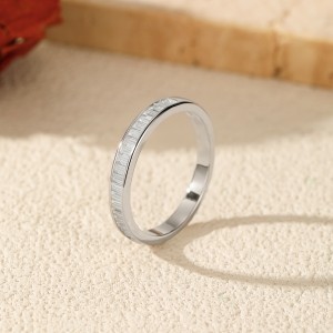 925 Sterling Silver Channel Set Baguette Moissanite Ring 110200052