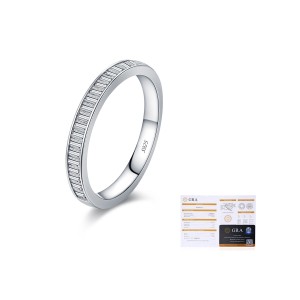 925 Sterling Silver Channel Set Baguette Moissanite Ring 110200052
