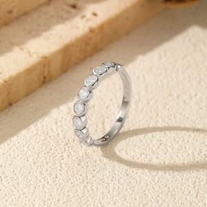 925 Sterling Silver Bezel Set Moissanite Bubble Eternity Band Ring 110200057