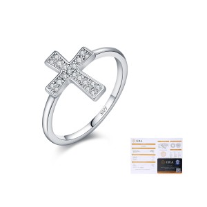 925 Sterling Silver Pave Moissanite Cross Ring 110200058 925 Sterling Silver Pave Moissanite Cross Ring 110200058