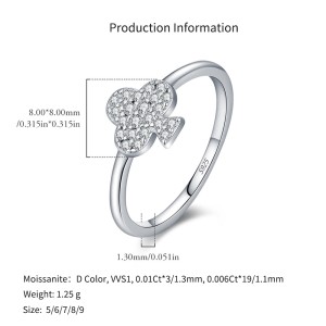 925 Sterling Silver Moissanite Poker Club Ring 110200059