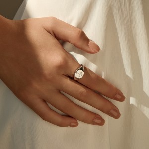 925 Sterling Silver Hip Hop Moissanite Cross Signet Ring 110200060