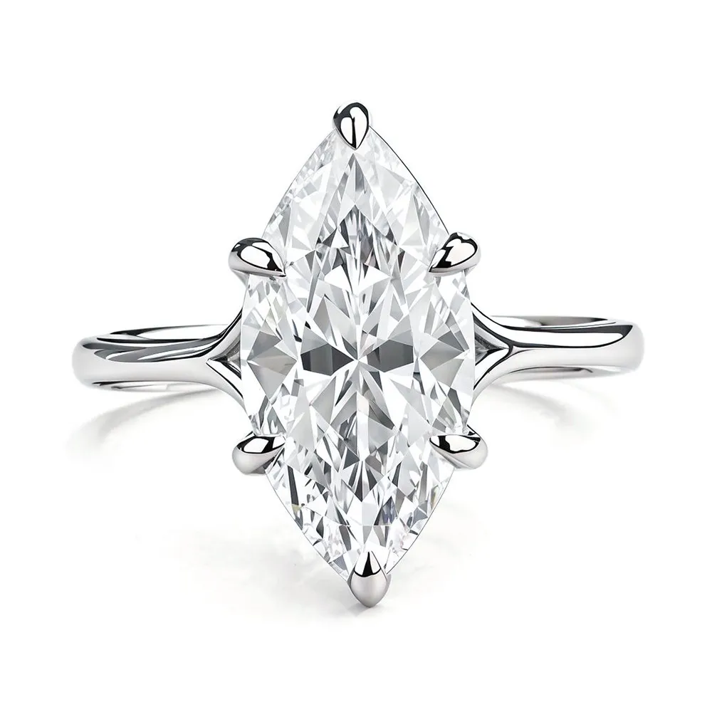 925 Sterling Silver 3Ct Marquise Moissanite Engagement Rings 110200062