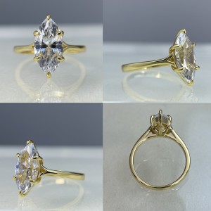 925 Sterling Silver 3Ct Marquise Moissanite Engagement Rings 110200062