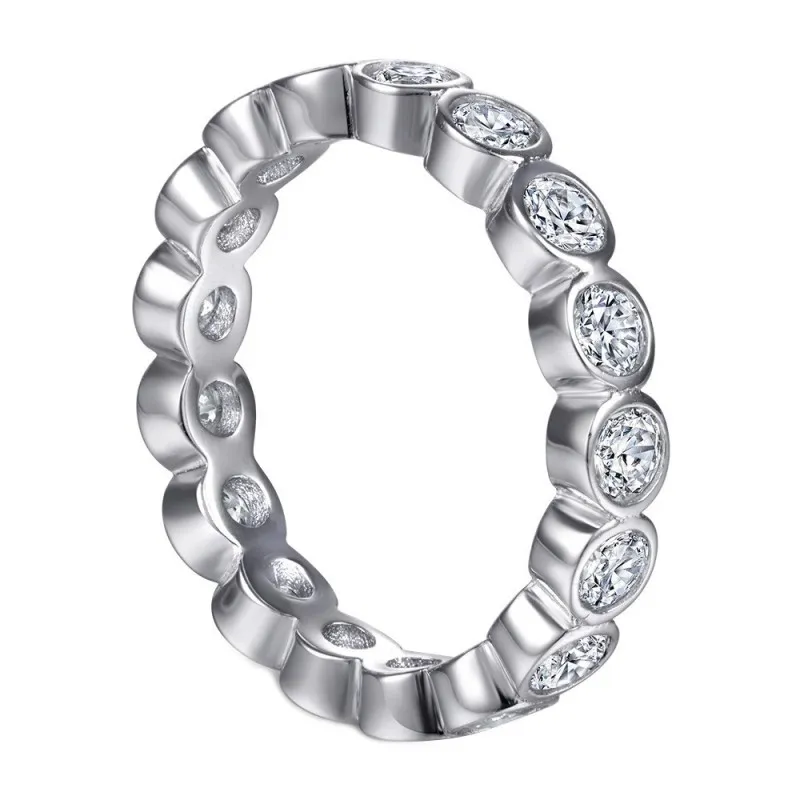 925 Sterling Silver 0.1Ct/3mm Round Moissanite Bubble Eternity Band 110200063