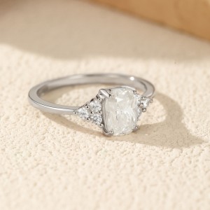 925 Sterling Silver Vintage 1Ct Oval Moissanite Ring 110200066 925 Sterling Silver Vintage 1Ct Oval Moissanite Ring 110200066