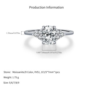 925 Sterling Silver Vintage 1Ct Oval Moissanite Ring 110200066 925 Sterling Silver Vintage 1Ct Oval Moissanite Ring 110200066