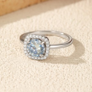 925 Sterling Silver 1Ct Klein Blue Moissanite Halo Ring 110200068 925 Sterling Silver 1Ct Klein Blue Moissanite Halo Ring 110200068