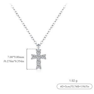 925 Sterling Silver Moissanite Cross Necklace110300003
