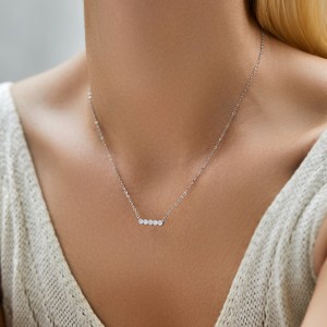 925 Sterling Silver Moissanite Necklace 110300004