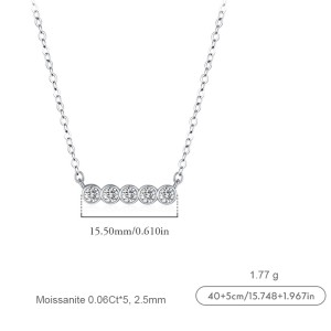 925 Sterling Silver Moissanite Necklace 110300004