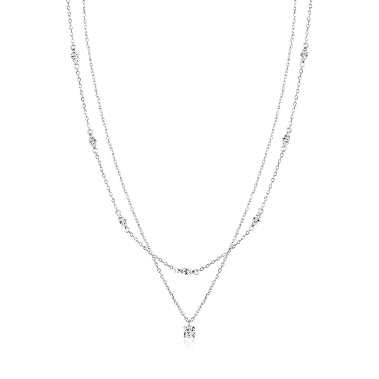 S925 D-Color Moissanite Double-layer Necklace 110300005