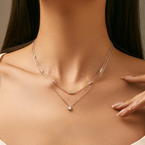S925 D-Color Moissanite Double-layer Necklace 110300005
