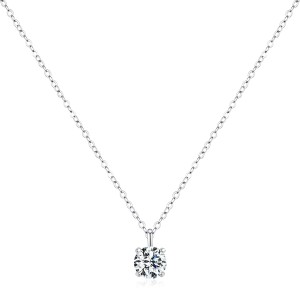 925 Sterling Silver Round Moissanite Necklace 110300006