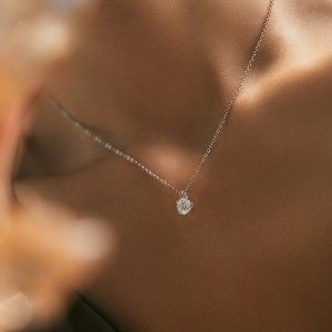 925 Sterling Silver Round Moissanite Necklace 110300006