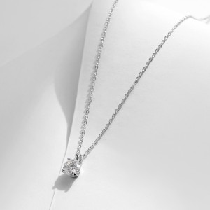 925 Sterling Silver Round Moissanite Necklace 110300006