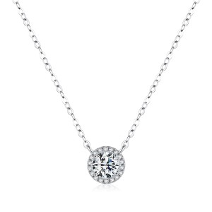 S925 Round Moissanite Wedding Party Necklace 110300008