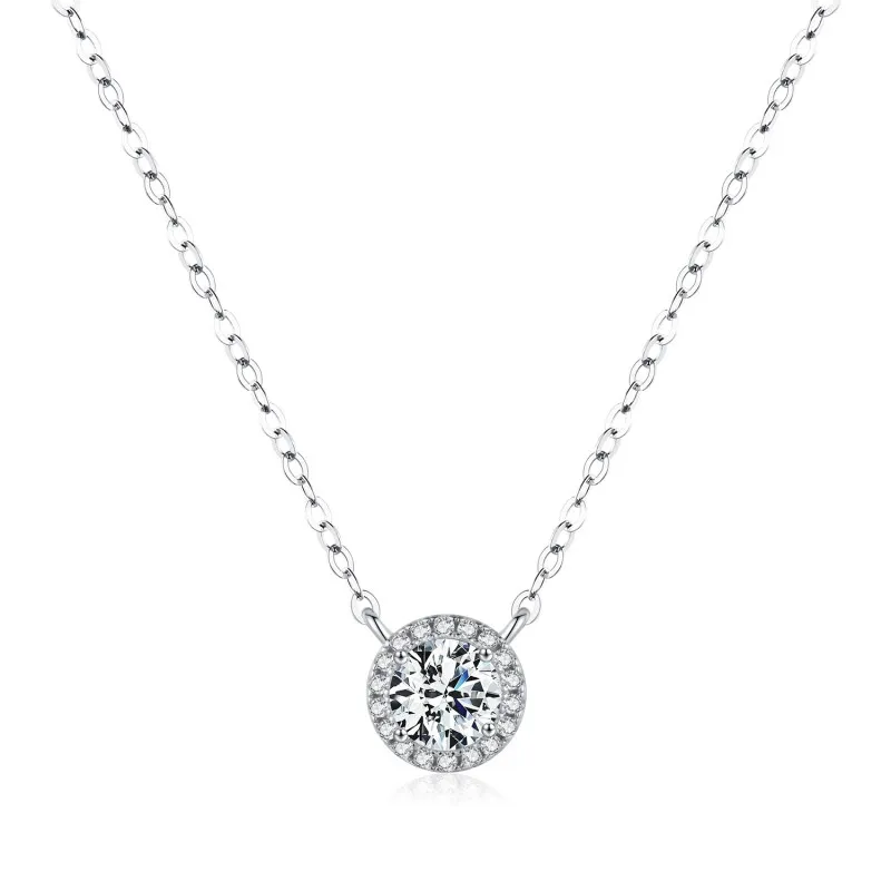 S925 Round Moissanite Wedding Party Necklace 110300008
